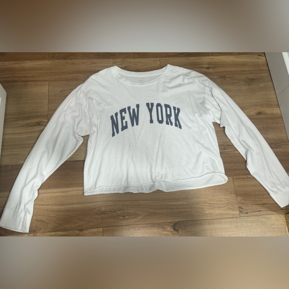 Brandy Melville White Long Sleeve "New York" Graphic Tee